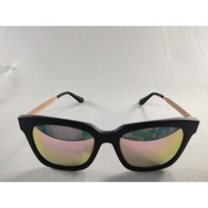 DIFF Eyewear Bella Polarized Matte Black Rose Gold Pink Mirror Sunglasses